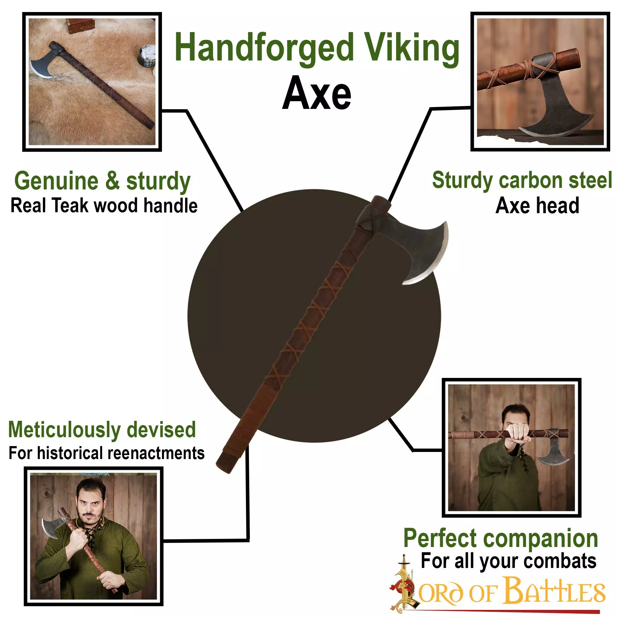 Hacha Vikinga Forjada A Mano Con Cabeza De Acero Al Carbono 6 Hacha Vikinga Forjada A Mano Con Cabeza De Acero Al Carbono - Imagen 4