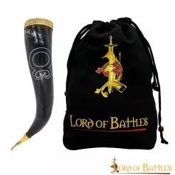 Troll Cross Viking Drinking Horn Con Accesorios De Latón Puro Cuerno De Buey Auténtico Hecho A Mano