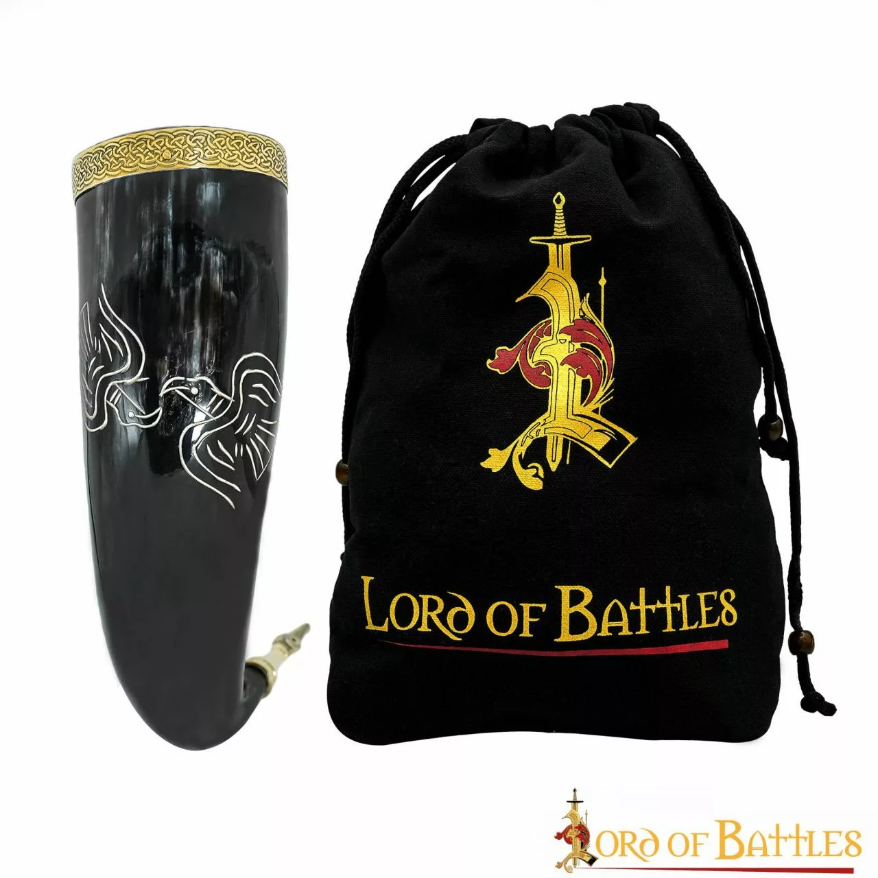 Cuerno Para Beber Grabado Con Dos Cuervos Y Accesorios De Latón Cuerno De Buey Auténtico Hecho A Mano 3 Cuerno Para Beber Grabado Con Dos Cuervos Y Accesorios De Latón Cuerno De Buey Auténtico Hecho A Mano