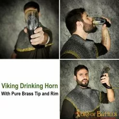 Cuerno Para Beber De La Runa De Protección Algiz Con Decoración De Latón Cuerno De Buey Auténtico 12 Cuerno Para Beber De La Runa De Protección Algiz Con Decoración De Latón Cuerno De Buey Auténtico -Armadura Ventas 60622 pattern 2