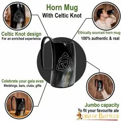 Taza De Cerveza Medieval Vikinga Hecha A Mano Con Auténtico Cuerno De Buey -Armadura Ventas 60664 pattern 1