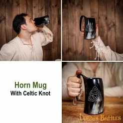 Taza De Cerveza Medieval Vikinga Hecha A Mano Con Auténtico Cuerno De Buey -Armadura Ventas 60664 pattern 2