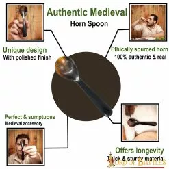 Juego De 4 Cucharas De Cuerno Auténtico Vikingo Accesorio De Cuerno Auténtico Hecho A Mano -Armadura Ventas 60673 pattern1