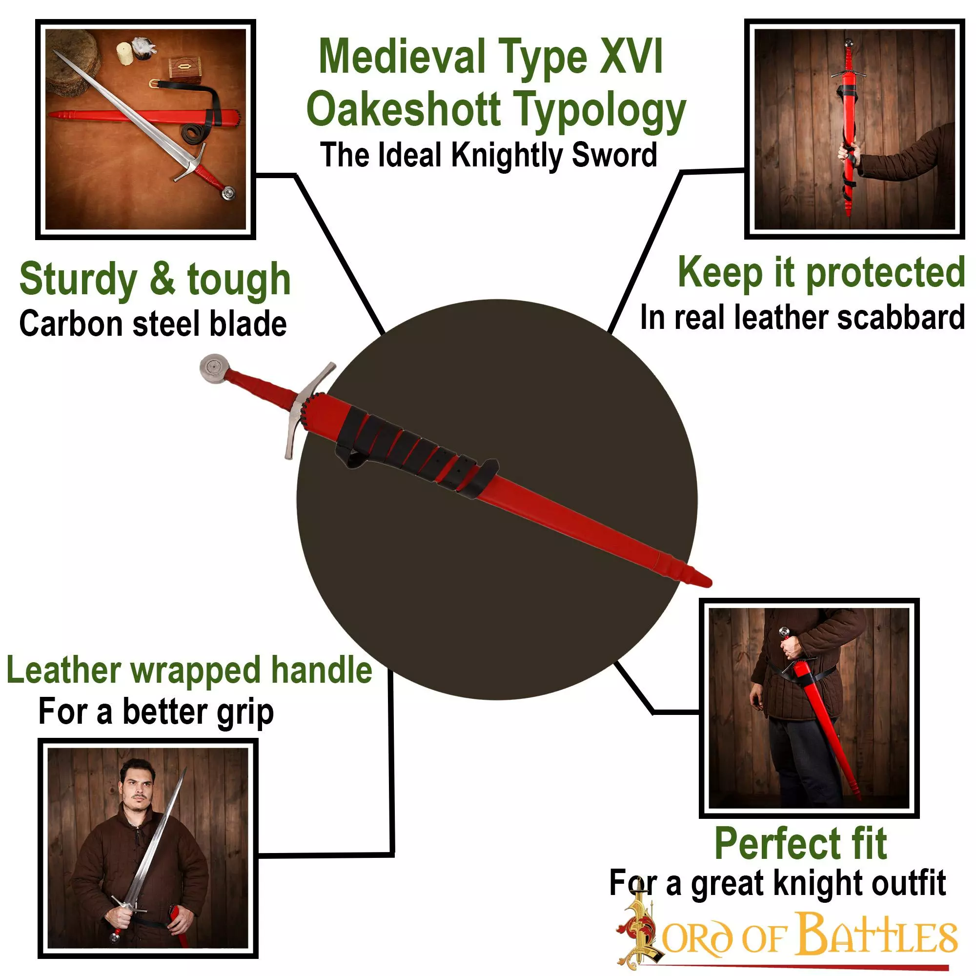 Espada Medieval Tipo XVI Tipología Oakeshott Con Vaina De Cuero 6 Espada Medieval Tipo XVI Tipología Oakeshott Con Vaina De Cuero - Imagen 4