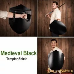 Escudo Medieval Templario Negro Escudo De Acero Personalizable 12 Escudo Medieval Templario Negro Escudo De Acero Personalizable -Armadura Ventas 60912BK 2