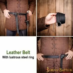 Cinturón Medieval De Cuero Con Hebilla De Acero Brillante 12 Cinturón Medieval De Cuero Con Hebilla De Acero Brillante -Armadura Ventas 6413BK pattern 2 2