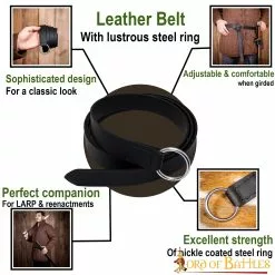 Cinturón Medieval De Cuero Con Hebilla De Acero Brillante 11 Cinturón Medieval De Cuero Con Hebilla De Acero Brillante -Armadura Ventas 6413BK pattern1 2
