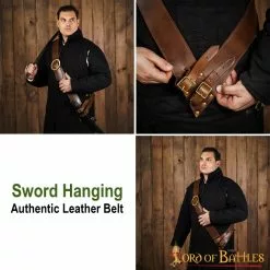Cinturón De Cuero Para Colgar Espadas Calvico De Doble Hebilla -Armadura Ventas 6414CBR pattern 2