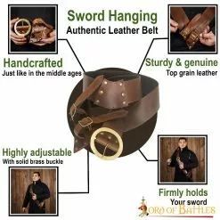 Cinturón De Cuero Para Colgar Espadas Calvico De Doble Hebilla -Armadura Ventas 6414CBR pattern1