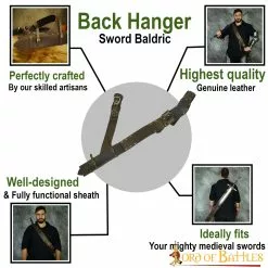 Espaldar Medieval Baldric Vaina De Espada De Cuero Genuino -Armadura Ventas 6419CBR pattern1