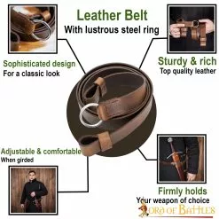 Cinturón De Cuero Con Anillo De Acero Brillante Cinturón Colgante De Cuero Auténtico Con Espada -Armadura Ventas 6428CBR pattern1 1