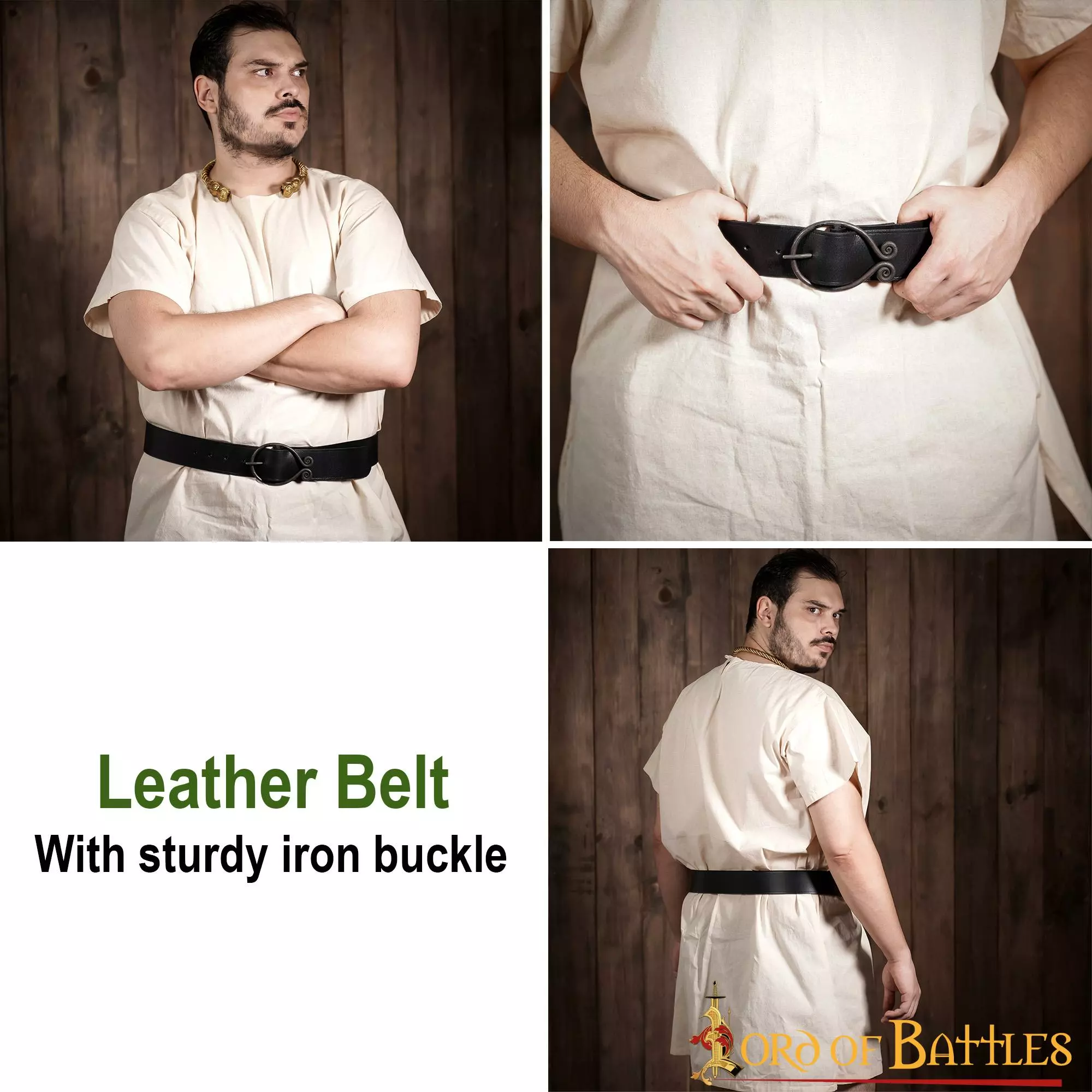 Cinturón De Cuero Auténtico De La Edad Media Con Hebilla De Hierro Forjada A Mano 7 Cinturón De Cuero Auténtico De La Edad Media Con Hebilla De Hierro Forjada A Mano - Imagen 5