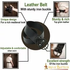 Cinturón De Cuero Auténtico De La Edad Media Con Hebilla De Hierro Forjada A Mano 11 Cinturón De Cuero Auténtico De La Edad Media Con Hebilla De Hierro Forjada A Mano -Armadura Ventas 6433BK pattern1