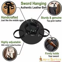 Juego De Cinturones De Cuero Auténtico Para Colgar Espadas Para LARP Y Cosplay 12 Juego De Cinturones De Cuero Auténtico Para Colgar Espadas Para LARP Y Cosplay -Armadura Ventas 6436BK pattern1