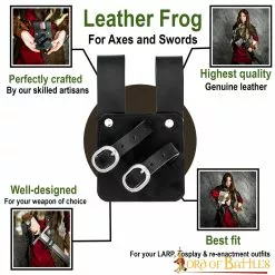 Rana Medieval De Cuero Auténtico Para Espada Y Hacha -Armadura Ventas 6505BK pattern1