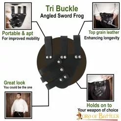 Rana Medieval Con Tres Hebillas Rana De Cuero Auténtico -Armadura Ventas 6510 BK pattern1