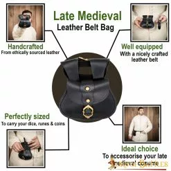 Bolsa Medieval De Cuero Con Cinturón De Cuero -Armadura Ventas 6704BK pattern1