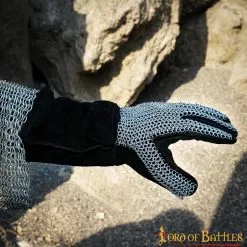 Guantes Artesanales De Ante Auténtico Con Cota De Malla A Tope -Armadura Ventas 6803BK 3