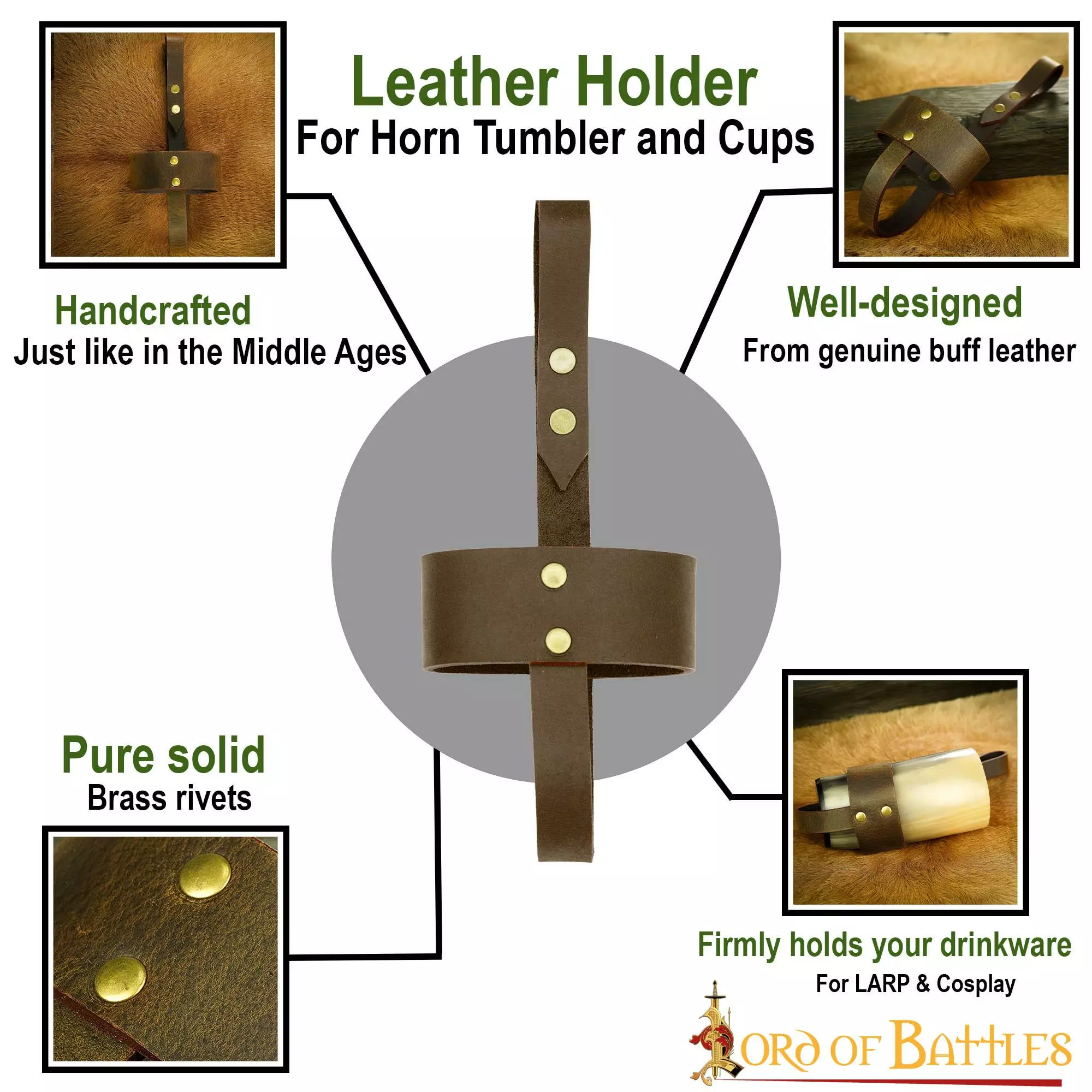 Soporte Artesanal De Cuero Auténtico Para Vaso Y Tazas De Cuerno 6 Soporte Artesanal De Cuero Auténtico Para Vaso Y Tazas De Cuerno - Imagen 4