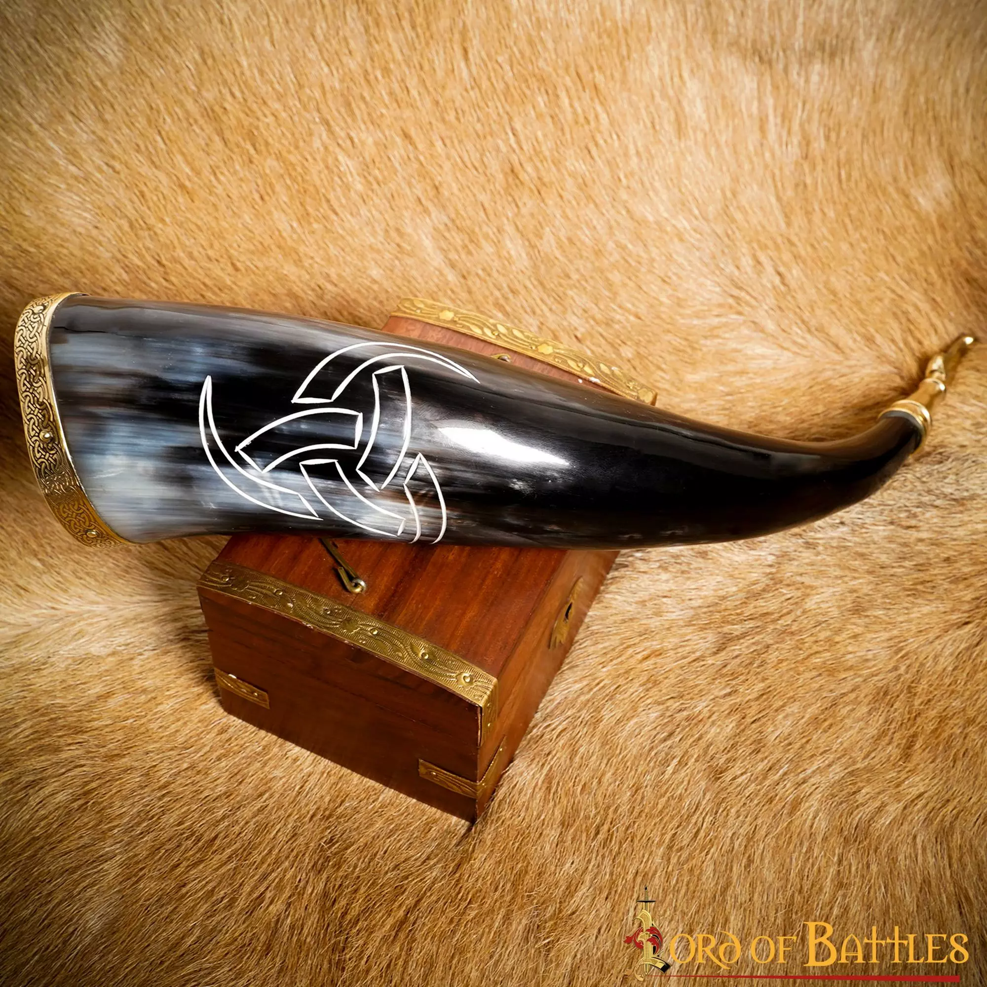 Cuernos Triples De Odín Cuerno Para Beber Con Accesorios De Latón Cuerno De Buey Auténtico 7 Cuernos Triples De Odín Cuerno Para Beber Con Accesorios De Latón Cuerno De Buey Auténtico - Imagen 5