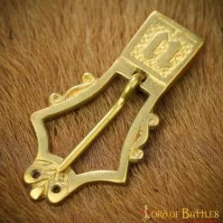 Accesorio Para Cinturón Con Hebilla De Latón Macizo Puro Con Monograma Del Siglo XV -Armadura Ventas 7 164