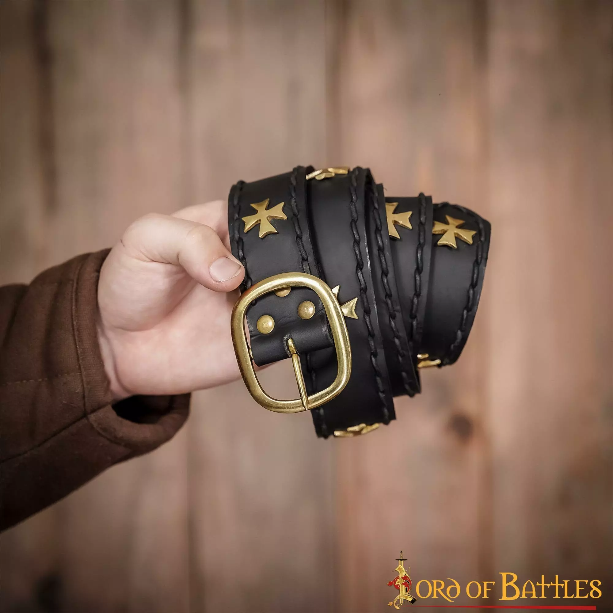 Cruzado Medieval Cinturón De Cuero Genuino Cruz De Latón Puro Cinturón De Montaje 3 Cruzado Medieval Cinturón De Cuero Genuino Cruz De Latón Puro Cinturón De Montaje