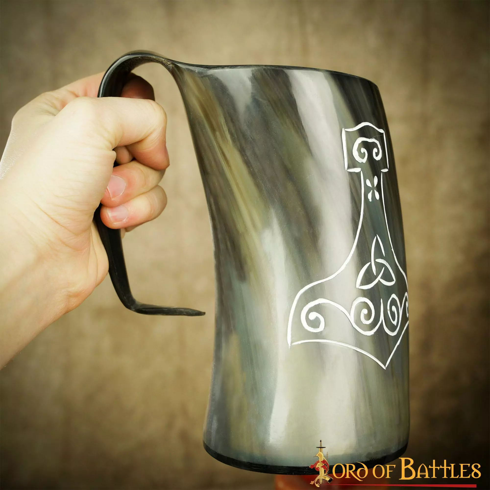 Medieval Vikingo Mjolnir Cuerno Tankard Taza De Cerveza Hecho A Mano Genuino Cuerno De Buey 8 Medieval Vikingo Mjolnir Cuerno Tankard Taza De Cerveza Hecho A Mano Genuino Cuerno De Buey - Imagen 6