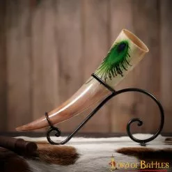 Brillante Cuerno Para Beber Con Diseños Ornamentados Hecho A Mano De Auténtico Cuerno De Buey -Armadura Ventas 7 34