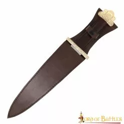 Daga Vikinga Con Penacho Trilobulado De Latón Macizo Puro
