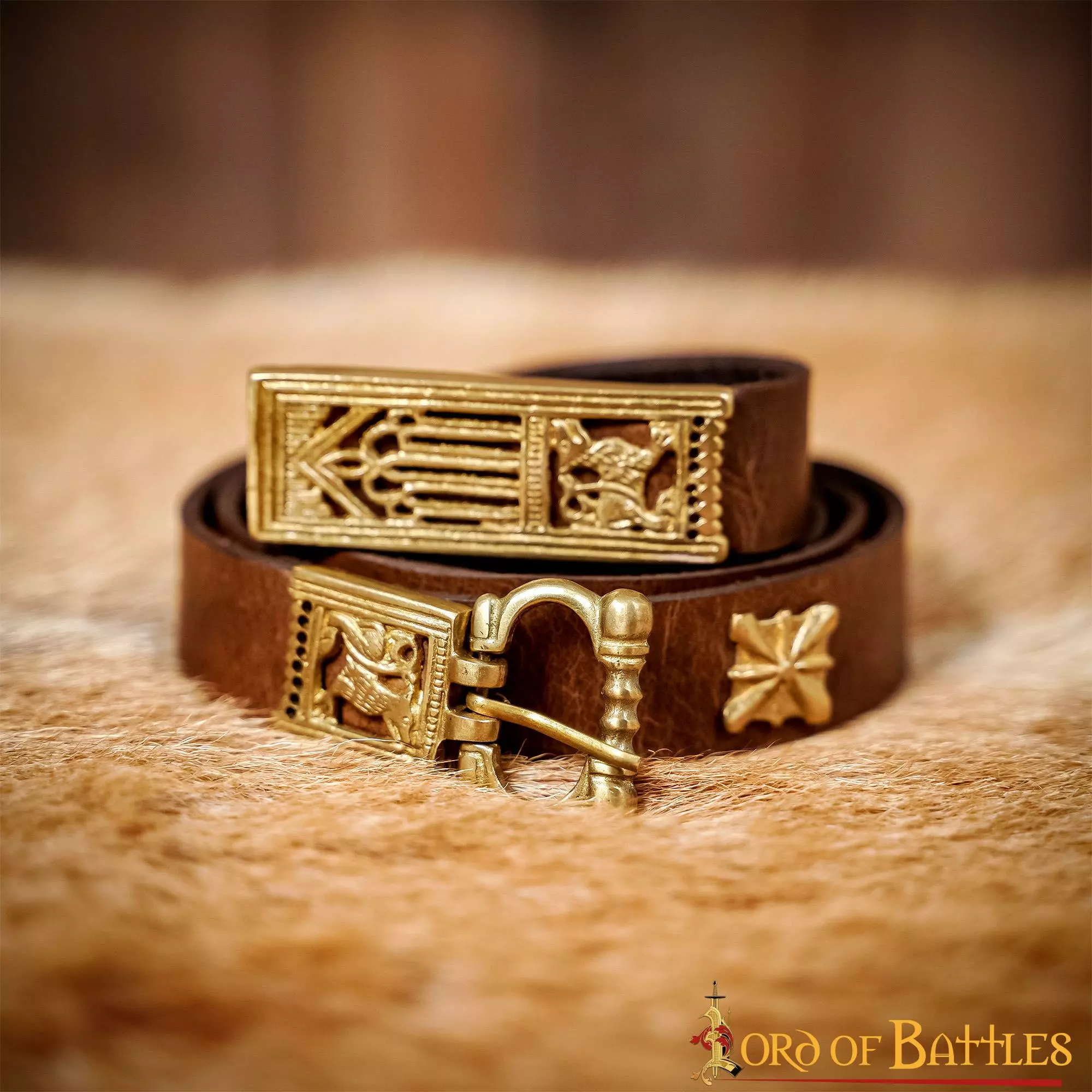 Cinturón Medieval De Cuero Con Hebilla Y Capucha De Latón Puro 8 Cinturón Medieval De Cuero Con Hebilla Y Capucha De Latón Puro - Imagen 6