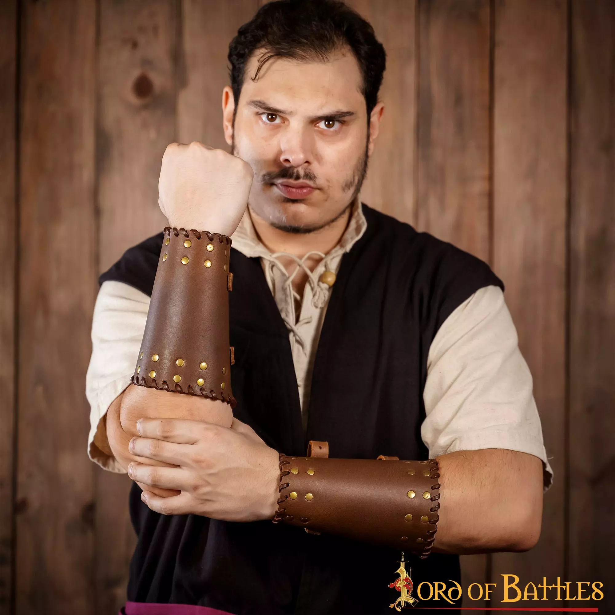 Brazales Medievales De Cuero Auténtico Con Tachuelas Hechos A Mano 8 Brazales Medievales De Cuero Auténtico Con Tachuelas Hechos A Mano - Imagen 6