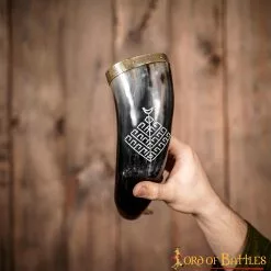 Cuerno Para Beber Vikingo Con Diseño Yggdrasil Grabado Hecho A Mano Cuerno De Buey Auténtico -Armadura Ventas 7 96