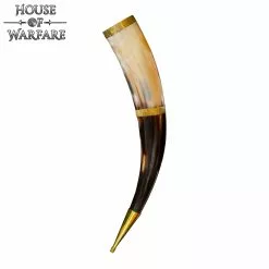 Cuerno De Beber Medieval Principesco Con Detalles De Latón Puro