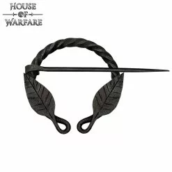 Alfiler Histórico De Fíbula / Capa Forjado A Mano Con Diseño De Hojas