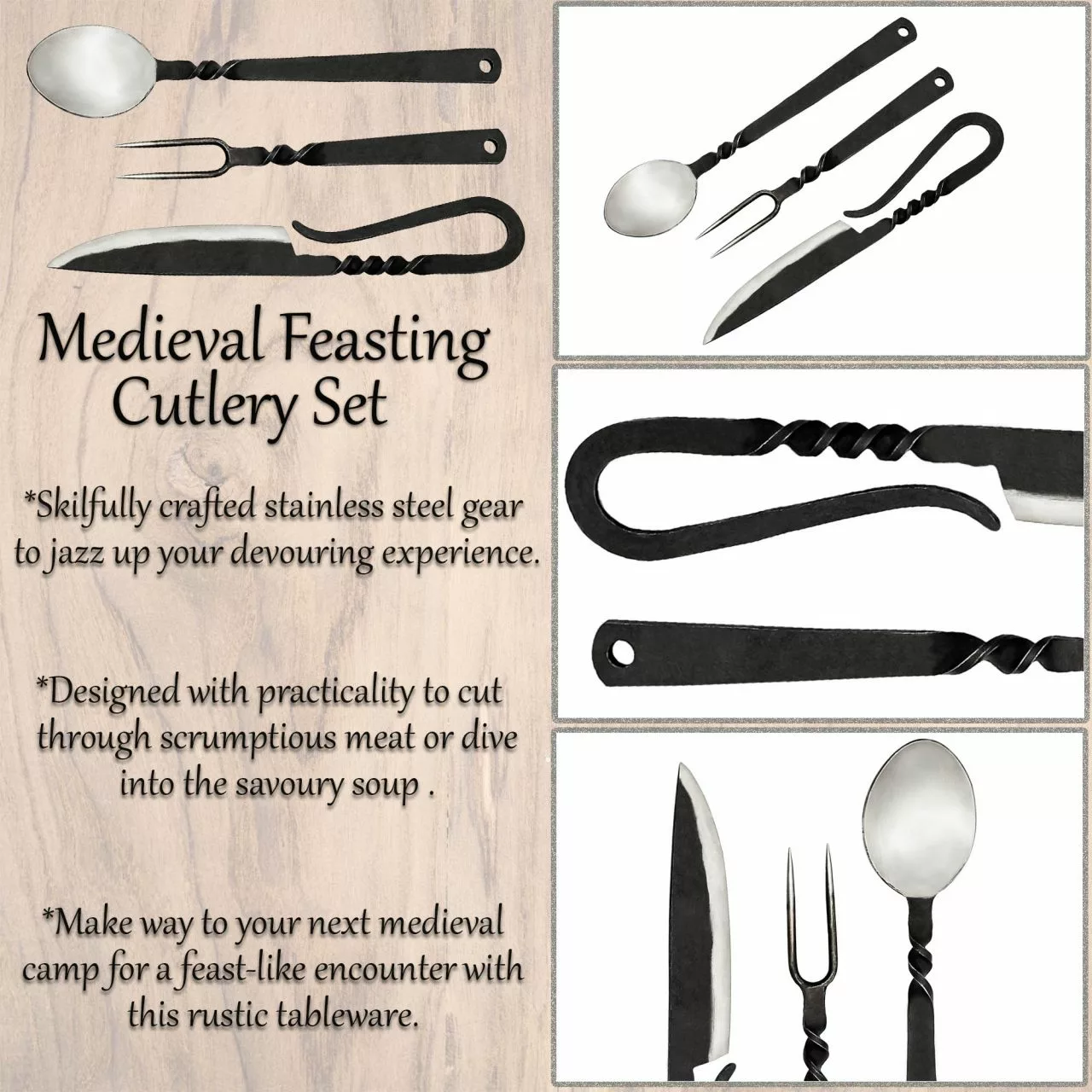 Juego De Cubiertos Para Banquetes Medievales Acero Inoxidable 8 Juego De Cubiertos Para Banquetes Medievales Acero Inoxidable - Imagen 6