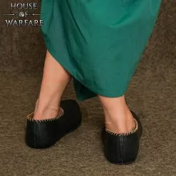 Zapatos Medievales De Piel Auténtica Para Mujer -Armadura Ventas 701484BK 4