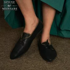 Zapatos Medievales De Piel Auténtica Para Mujer -Armadura Ventas 701484BK 5 1