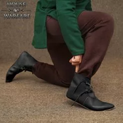 Zapatos Medievales De Piel Auténtica Hechos A Mano -Armadura Ventas 701485BK 3 1