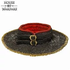 ESTÁNDAR DE CADENA CINCADA "The Red Knight Gorget" : Remaches Redondos De Anillo Plano De 6 Mm (Alt) Con Forro Acolchado Rojo Resistente Y Hebillas De Latón Macizo - TALLA M O L