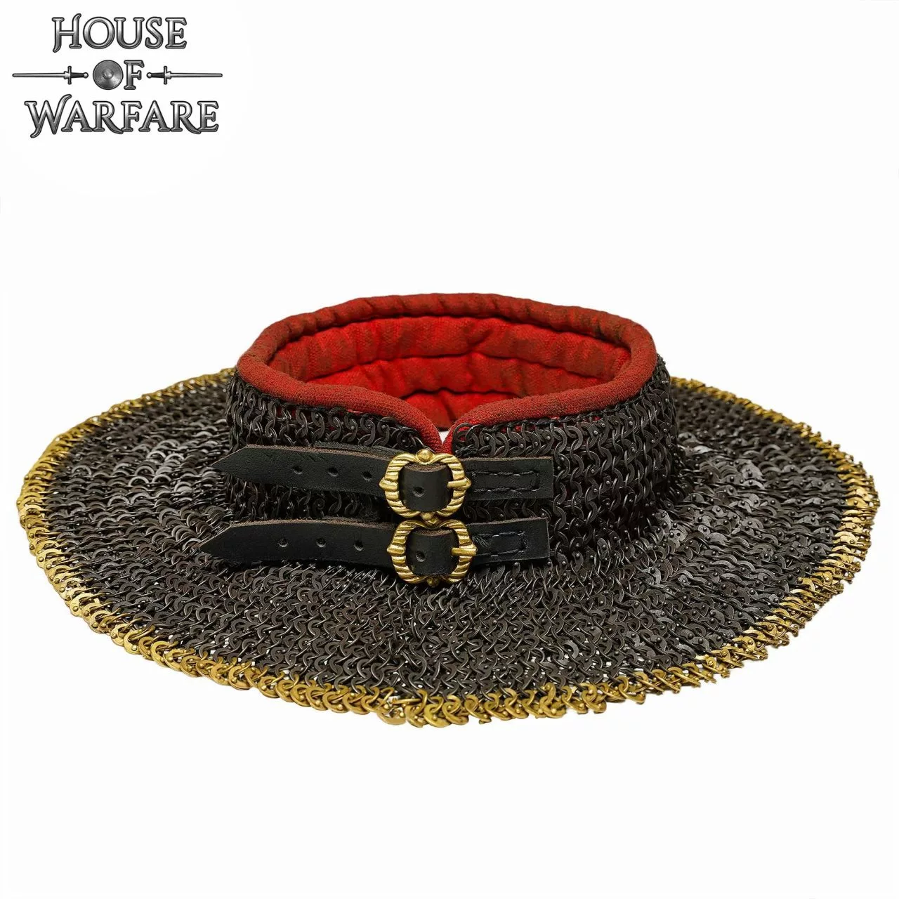 ESTÁNDAR DE CADENA CINCADA "The Red Knight Gorget" : Remaches Redondos De Anillo Plano De 6 Mm (Alt) Con Forro Acolchado Rojo Resistente Y Hebillas De Latón Macizo - TALLA M O L 3 ESTÁNDAR DE CADENA CINCADA "The Red Knight Gorget" : Remaches Redondos De Anillo Plano De 6 Mm (Alt) Con Forro Acolchado Rojo Resistente Y Hebillas De Latón Macizo - TALLA M O L