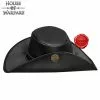 Sombrero "Flandes" De Cuero Auténtico Hecho A Mano -Armadura Ventas 701763BK 1