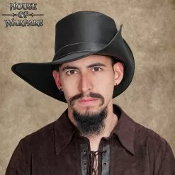 Sombrero "Flandes" De Cuero Auténtico Hecho A Mano -Armadura Ventas 701763BK 3