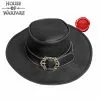 Sombrero De Piel Auténtica Hecho A Mano -Armadura Ventas 701779BK 1