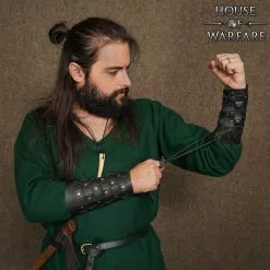 Brazaletes De Cuero Auténtico Trenzado Con Tachuelas -Armadura Ventas 701786BK 3