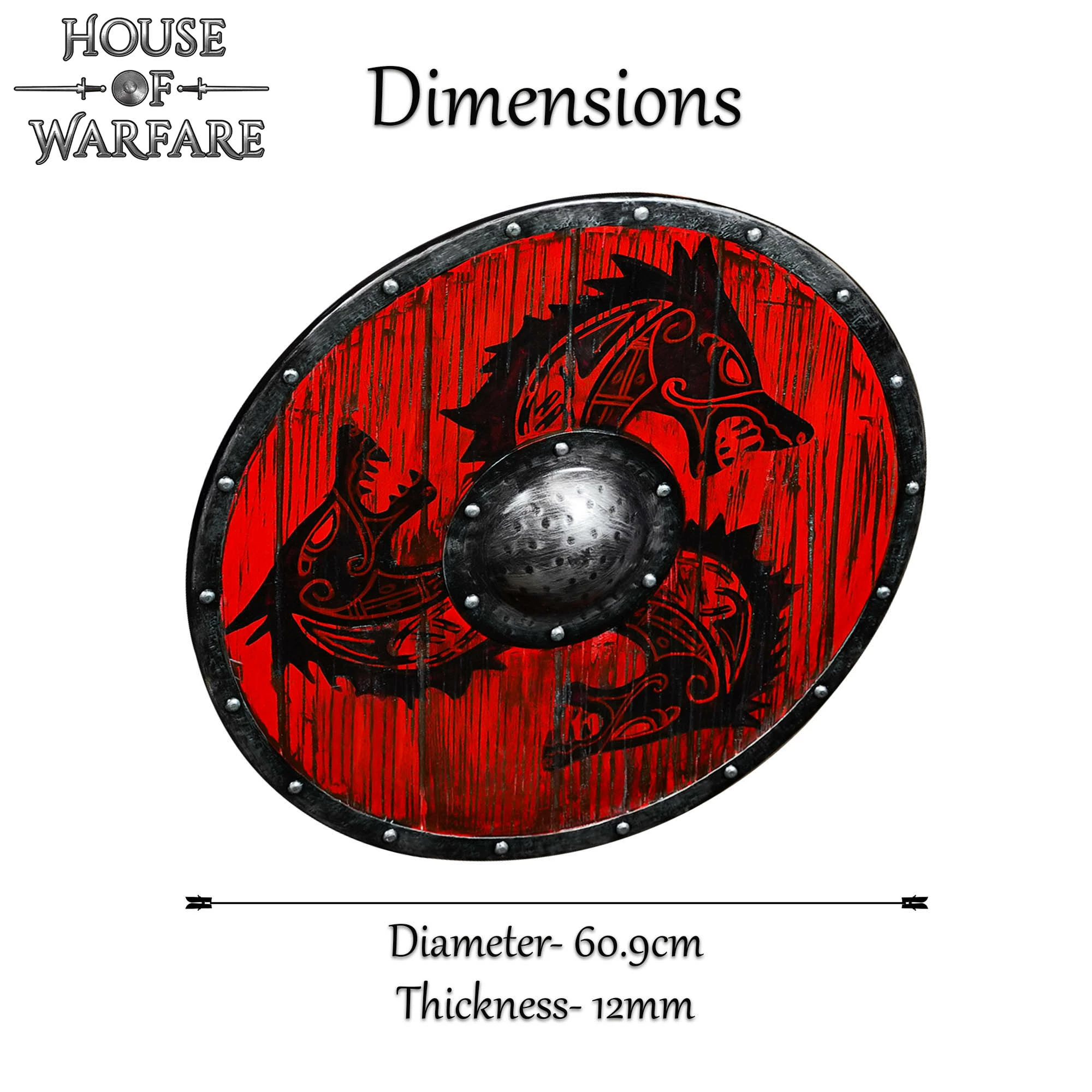 Fenrir Handcrafted Wooden Shield With 1.5 Mm Steel Shield Boss 6 Fenrir Handcrafted Wooden Shield With 1.5 Mm Steel Shield Boss - Imagen 4