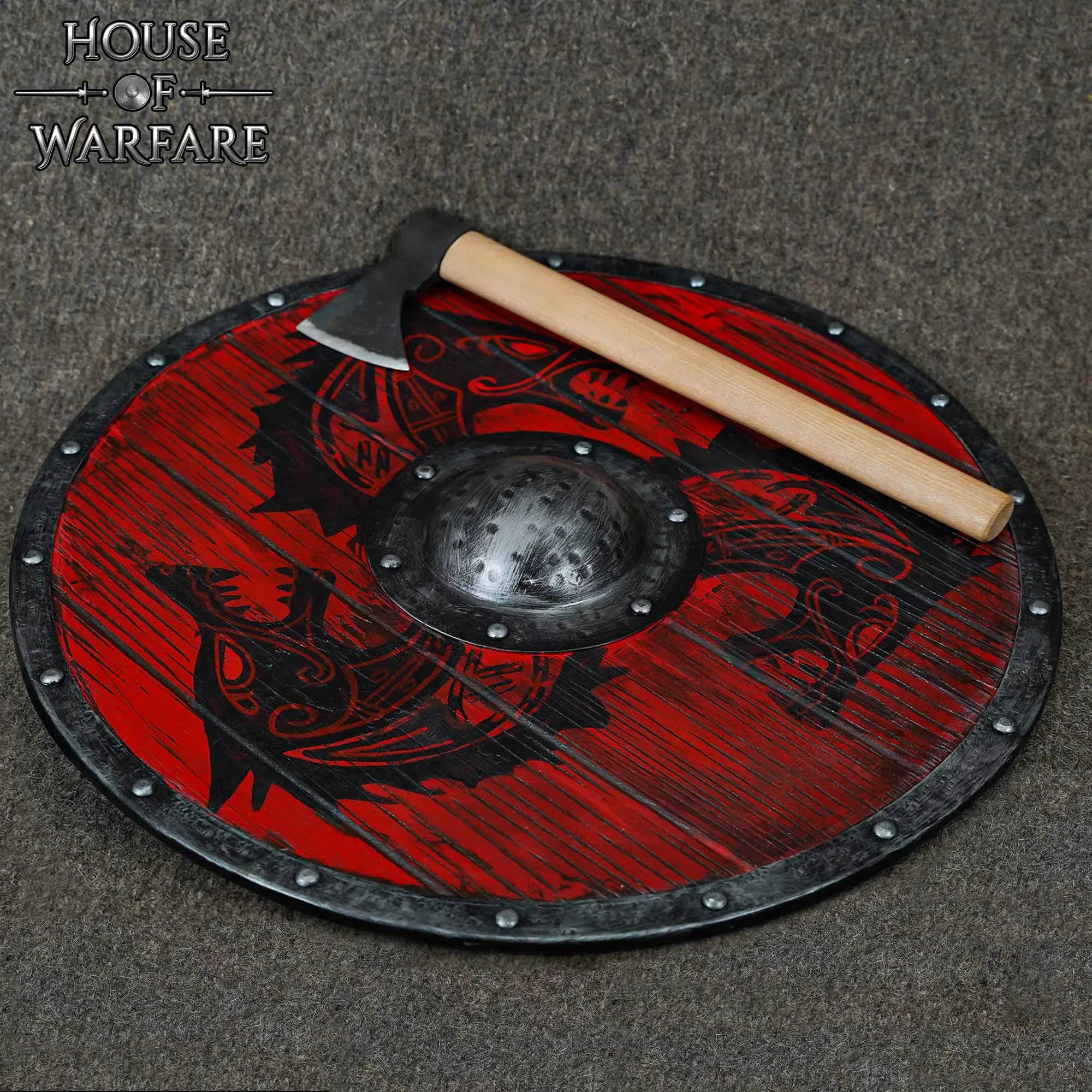 Fenrir Handcrafted Wooden Shield With 1.5 Mm Steel Shield Boss 4 Fenrir Handcrafted Wooden Shield With 1.5 Mm Steel Shield Boss - Imagen 2