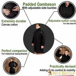Gambesón Medieval De Lona Acolchada De Algodón (Tipo 3) Con Hebillas Laterales Negro Y Crudo 11 Gambesón Medieval De Lona Acolchada De Algodón (Tipo 3) Con Hebillas Laterales Negro Y Crudo -Armadura Ventas 7103 pattern 1