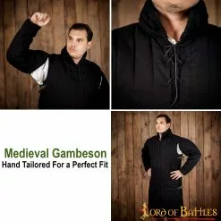 Gambesón Medieval De Lona Acolchada De Algodón (Tipo 3) Con Hebillas Laterales Negro Y Crudo 12 Gambesón Medieval De Lona Acolchada De Algodón (Tipo 3) Con Hebillas Laterales Negro Y Crudo -Armadura Ventas 7103 pattern2