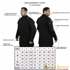 Gambesón Acolchado Medieval Del Siglo XIV (Tipo 6) Con Botonadura Delantera Negro Y Crudo -Armadura Ventas 7106BK size