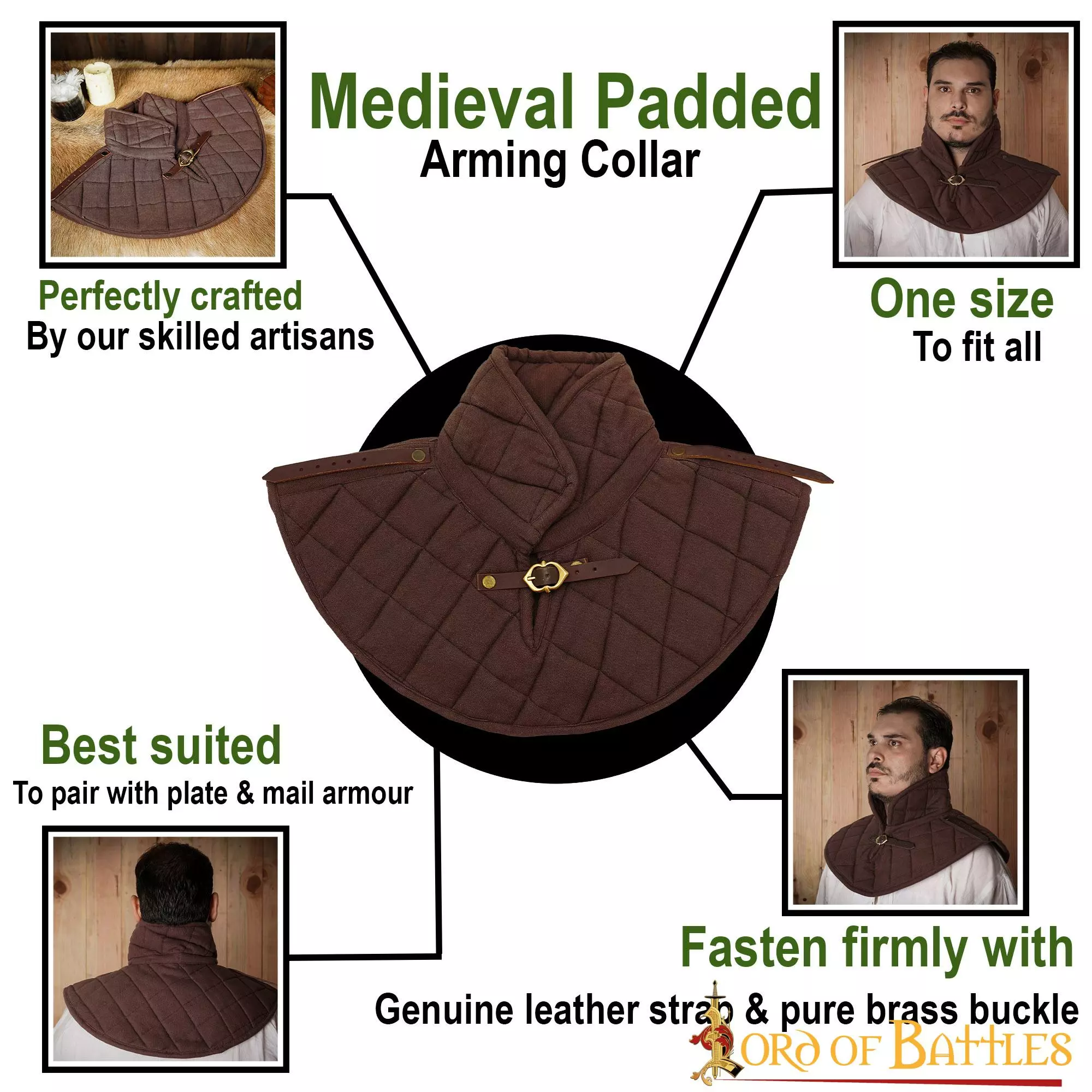 Cuello Medieval Acolchado Hecho A Mano Con Lienzo De Algodón 6 Cuello Medieval Acolchado Hecho A Mano Con Lienzo De Algodón - Imagen 4